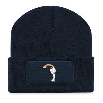 Einhorn hängt am Regenbogen - Recycelte Patch Beanie - French Navy - Vorne