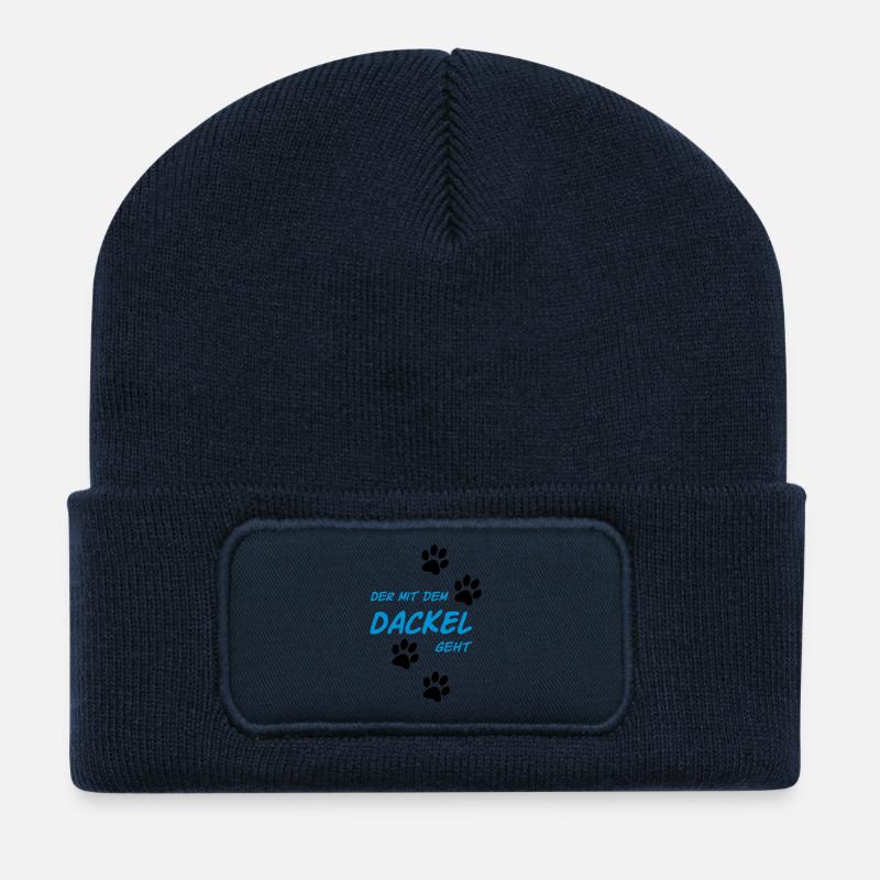 Der mit dem Dackel geht - Recycelte Patch Beanie - French Navy