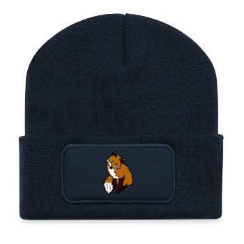 renard - Beanie recyclé à patch - bleu marine - Devant