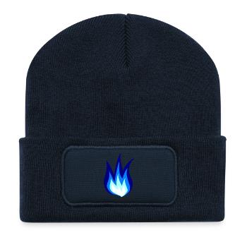 Blue Fire Flames - Recycled Patch Beanie - french navy - Front