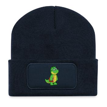 krokodil crocodile alligator animal tiere1 - Recycelte Patch Beanie - French Navy - Vorne
