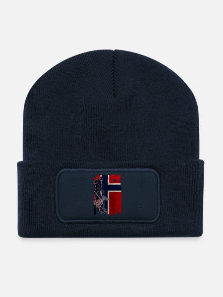 Wikinger Wolf Norwegen - Recycelte Patch Beanie - French Navy