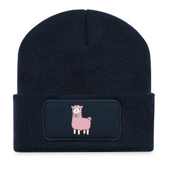 fluffy llama - Recycled Patch Beanie - french navy - Front