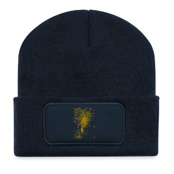 abstraktes Design - Recycelte Patch Beanie - French Navy - Vorne