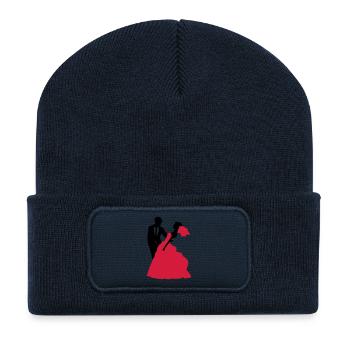 Mariage, Mariée, Le marié - Beanie recyclé à patch - bleu marine - Devant