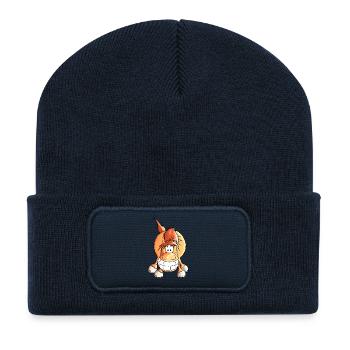 Grinsepferd - Pferd - Pony - Recycelte Patch Beanie - French Navy - Vorne