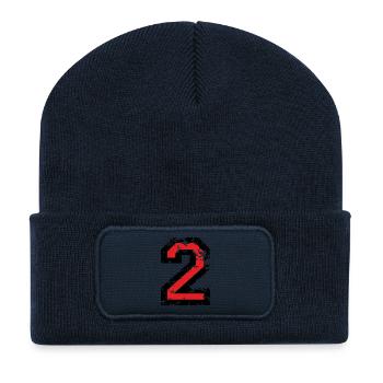 Zahl 2 - Nummer 2 (Vintage Rot) Nr. 2 - Recycelte Patch Beanie - French Navy - Vorne