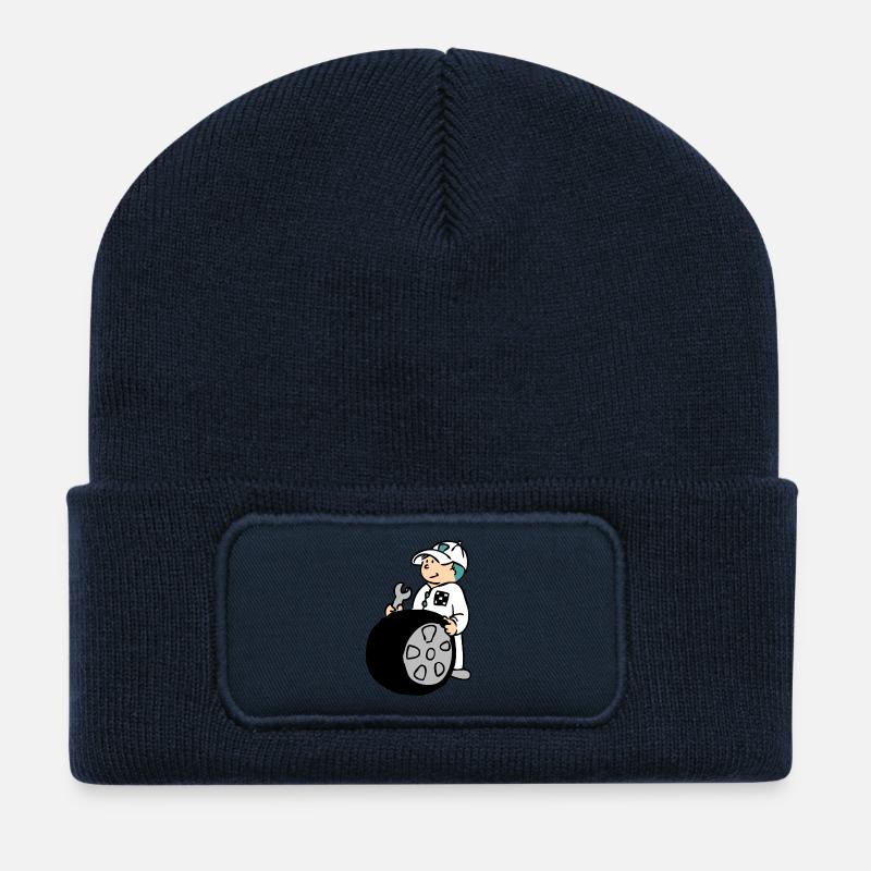 Pit Crew - Beanie recyclé à patch - bleu marine