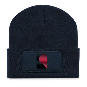 chemise de partenaire cœur gauche - Beanie recyclé à patch - bleu marine - Devant