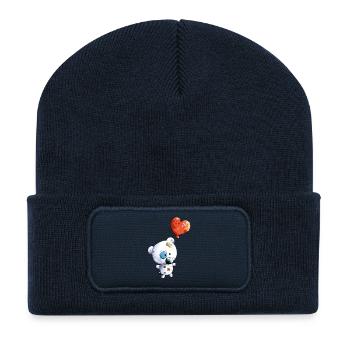 Teddy mit Ballon - Recycelte Patch Beanie - French Navy - Vorne