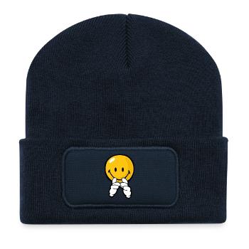 Smiley Confidence Expectation - Recycled Patch Beanie - french navy - Front