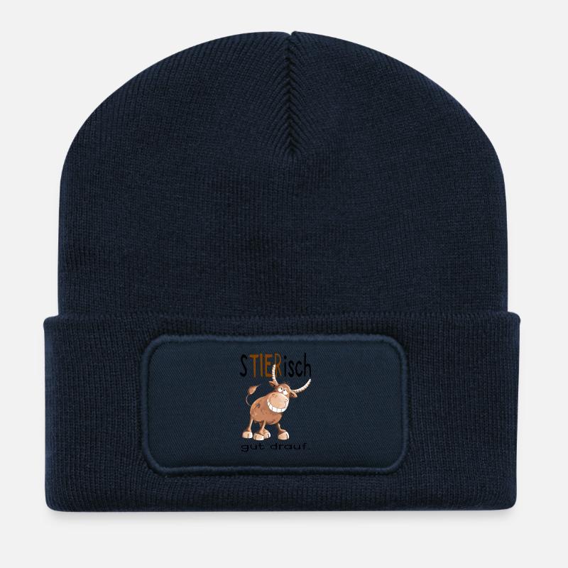Tierisch gut drauf - Stier - Bulle - Comic - Fun - Recycelte Patch Beanie - French Navy