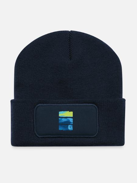 Blaugrüne Landschaft Meer - Recycelte Patch Beanie - French Navy