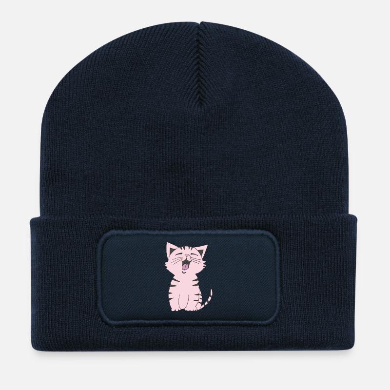 Katze rosa - Recycelte Patch Beanie - French Navy