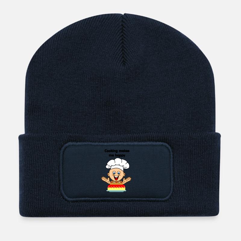 Faire du gâteau fait de moi un cuisinier joyeux - Beanie recyclé à patch - bleu marine