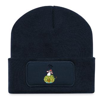 Cow with Bush Funny Animal Design - Recycled Patch Beanie - french navy - Front