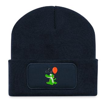 Grand frère Mignon animal - Beanie recyclé à patch - bleu marine - Devant