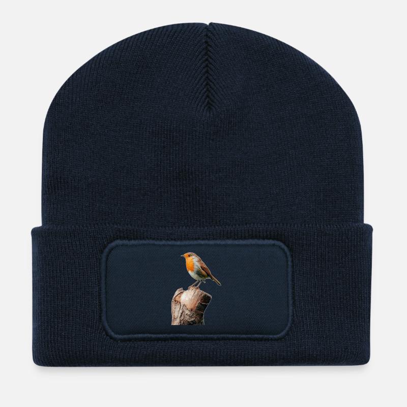 Rouge-gorge - Beanie recyclé à patch - bleu marine