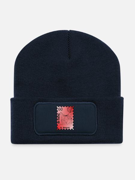 Timbre Journée du chat - Beanie recyclé à patch - bleu marine