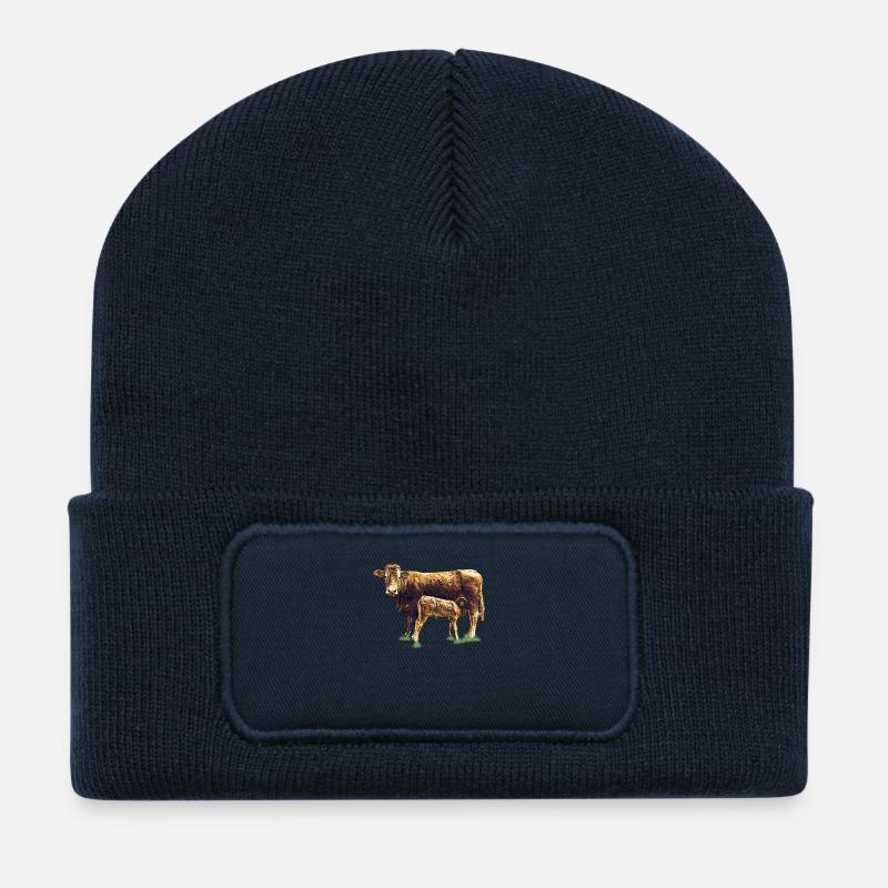 kuh mit kalb - Recycelte Patch Beanie - French Navy