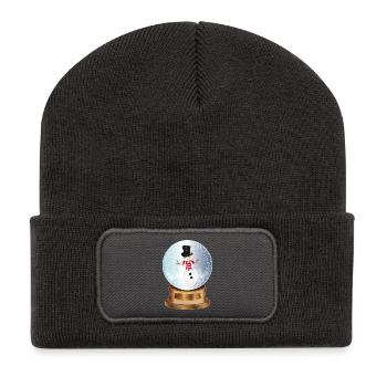 Belle boule à neige nostalgique avec bonhomme de neige - Beanie recyclé à patch - charbon - Devant