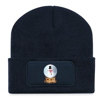Belle boule à neige nostalgique avec bonhomme de neige - Beanie recyclé à patch - bleu marine - Devant