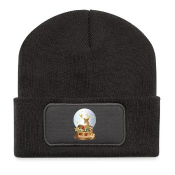 boule à neige nostalgique avec des cerfs pour Noël - Beanie recyclé à patch - charbon - Devant