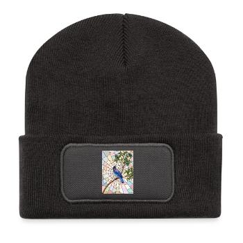 Steller's Jay in Glass - Recycled Patch Beanie - dark grey - Front