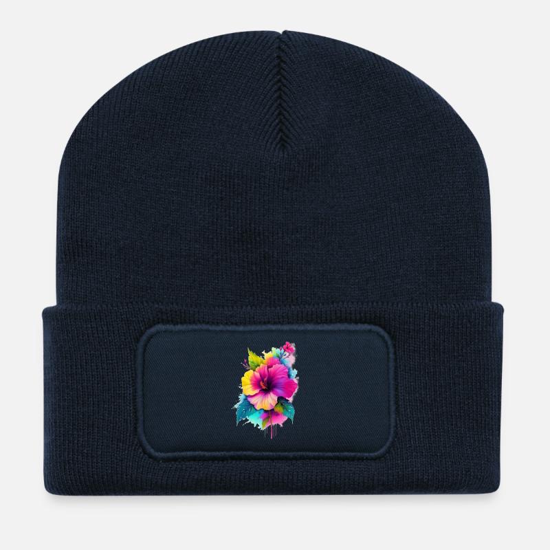 Hibiscus - Recycelte Patch Beanie - French Navy