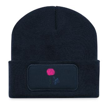 Abstract floral illustration with love message - Recycled Patch Beanie - french navy - Front