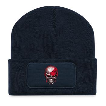 Crâne de motard - Beanie recyclé à patch - bleu marine - Devant