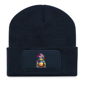 Turtle small and colorful - Recycled Patch Beanie - french navy - Front