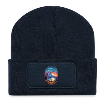 Camping Zeit - Recycelte Patch Beanie - French Navy - Vorne