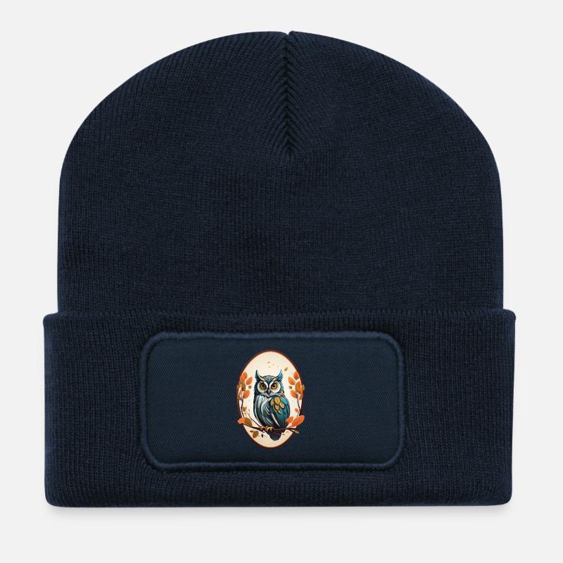 Night Bird Owl - Recycled Patch Beanie - french navy