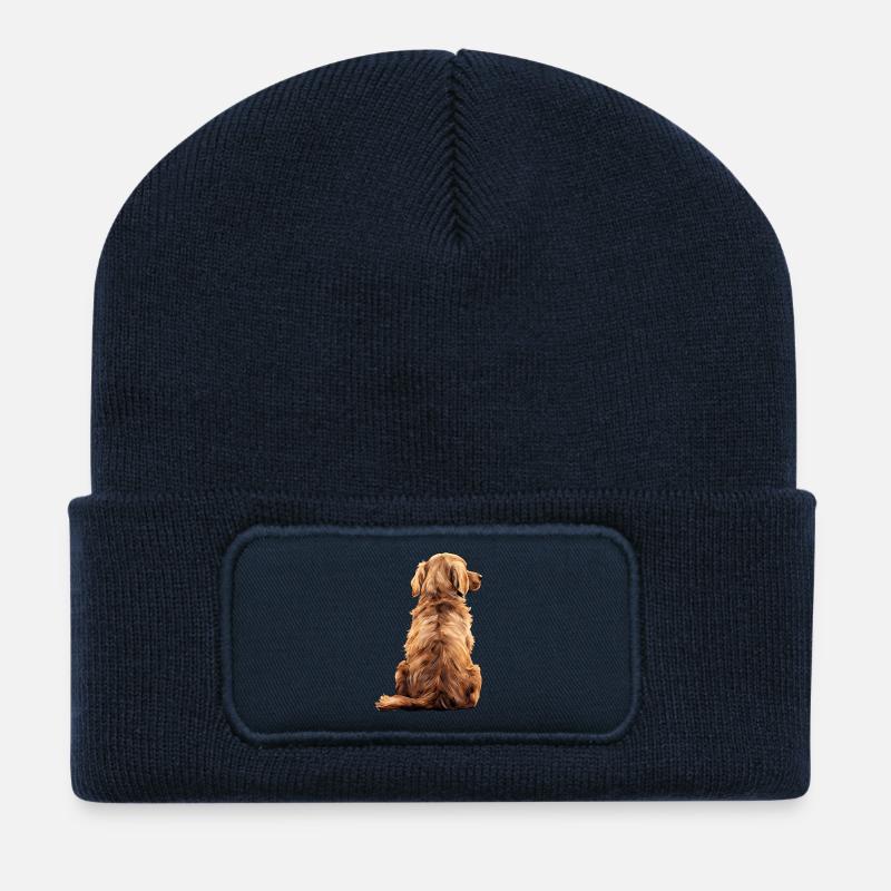 Golden retriever - Beanie recyclé à patch - bleu marine