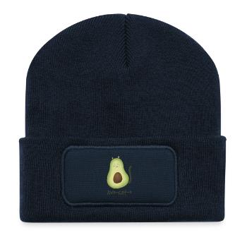 Avo-Cat-o – Lustiges Wortspiel-Design 🥑🐱 - Recycelte Patch Beanie - French Navy - Vorne