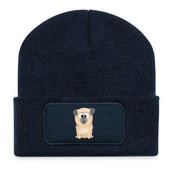 Mops Merlin - Recycelte Patch Beanie - French Navy - Vorne
