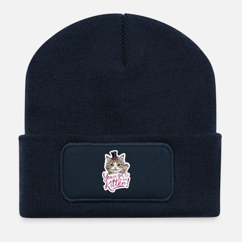 Katze - Du musst Kätzchen sein! - Recycelte Patch Beanie - French Navy