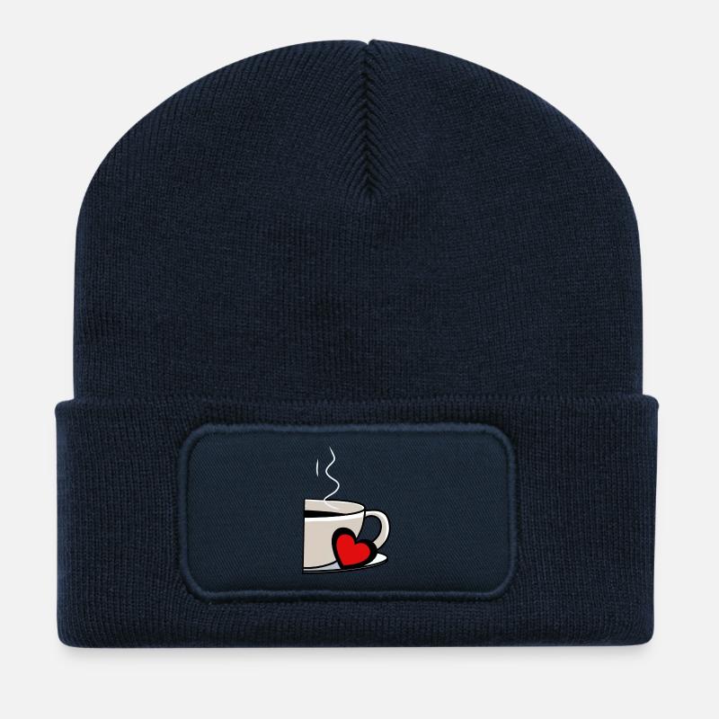 Kaffeetasse Diät Koffein Kaffee Tasse Herz - Recycelte Patch Beanie - French Navy