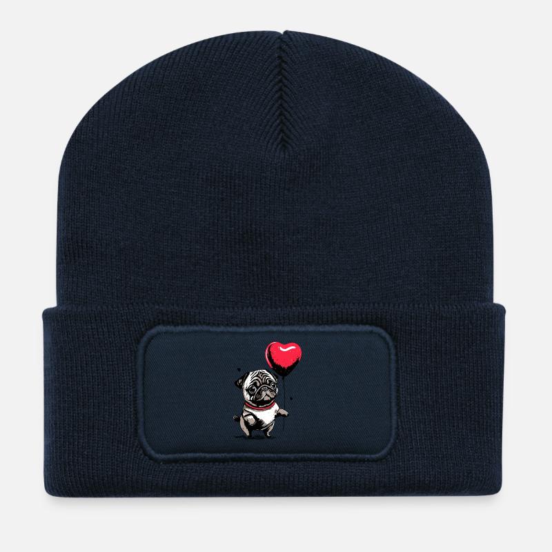 Carlin avec ballon cœur - Heartful Creatures - Beanie recyclé à patch - bleu marine