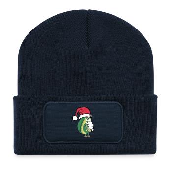 Avocat Père Noël bande dessinée dessin animé nourriture drôle - Beanie recyclé à patch - bleu marine - Devant
