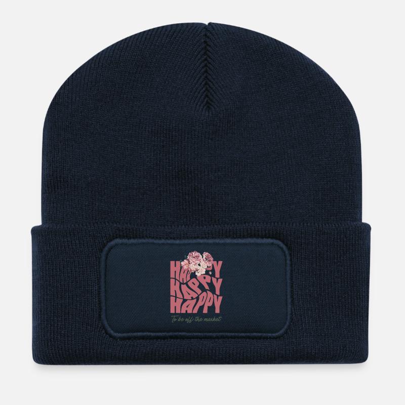 Junggesellinnen Design mit floralen Akzenten - Recycelte Patch Beanie - French Navy