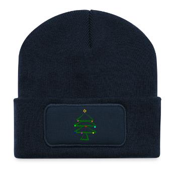 Weihnachtsbaum mit Stern - Recycelte Patch Beanie - French Navy - Vorne