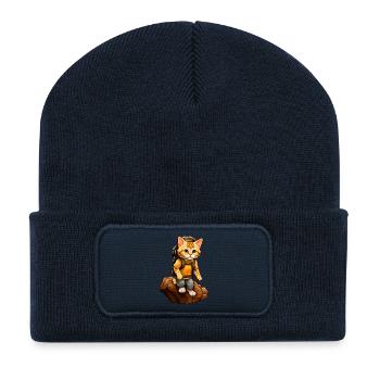 Cat Hiking / Mountaineering Cats - Recycled Patch Beanie - french navy - Front