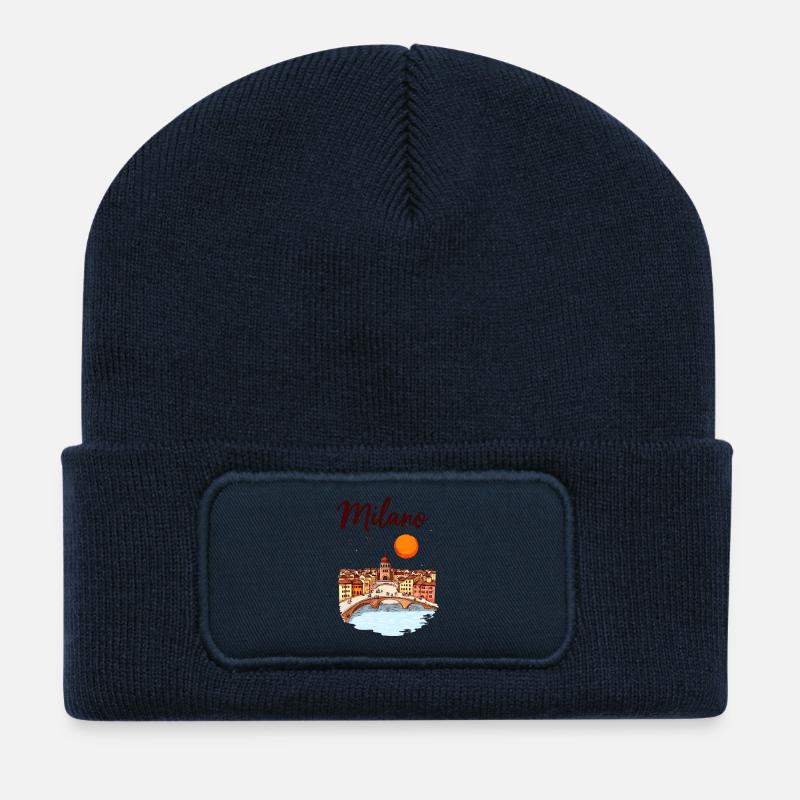 Mailand Skyline – Italiens Mode- und Designmetrop - Recycelte Patch Beanie - French Navy
