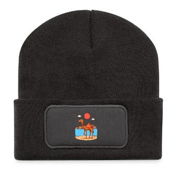 Tunisia Desert Adventure – Camel and Sahara - Recycled Patch Beanie - dark grey - Front