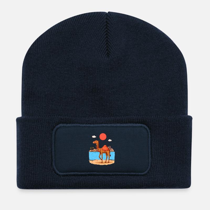 Tunesien Wüstenabenteuer – Kamel und Sahara - Recycelte Patch Beanie - French Navy
