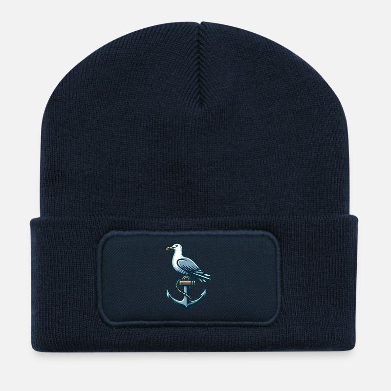 Anker mit Möwe - Recycelte Patch Beanie - French Navy
