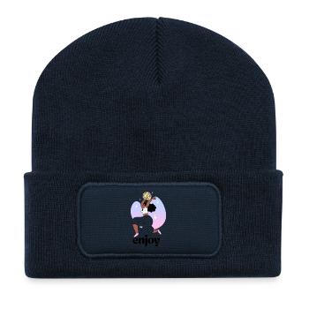 Fille dansante avec illustration de boule disco - Beanie recyclé à patch - bleu marine - Devant