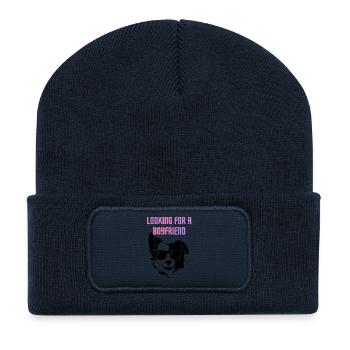 À la recherche d’un petit ami (chien cool) - Beanie recyclé à patch - bleu marine - Devant
